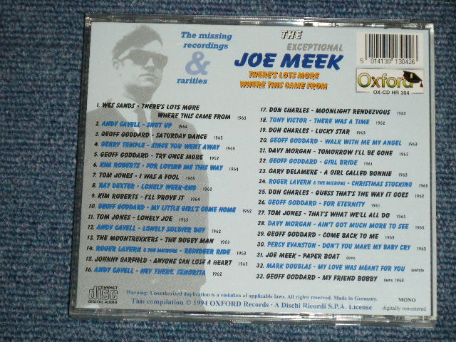 画像: V.A. OMNIBUS - THE EXCEPTIONAL JOE MEEK : THE MISSING RECORDINGS & RARITIES ( MINT-/MINT) / 1994 GERMAN ORIGINAL Used CD 