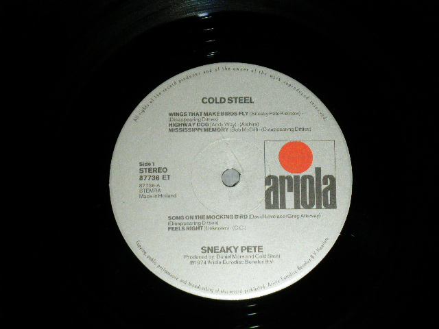 画像: SNEAKY PETE - COLD STEEL  (  Ex+++-/MINT- ) / 1974 HOLLAND  ORIGINAL Used LP 