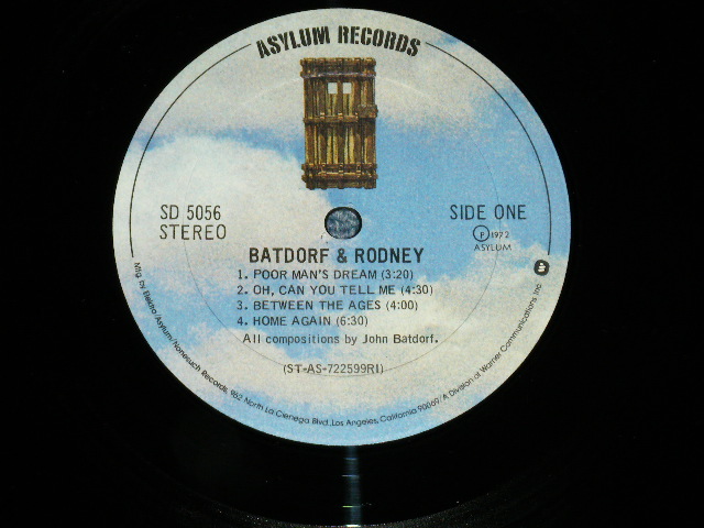 画像: BATDORF & RODNEY  -  BATDORF & RODNEY  ( Ex+++/MINT-  ) / 1972 US AMERICA 1974 Version "2nd Press  Label" Used LP 