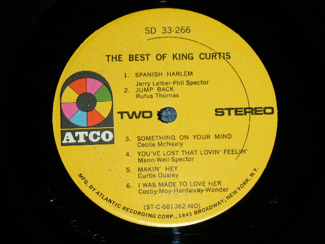 画像: KING CURTIS -  THE BEST OF  ( Matrix #  A) ST-C-681361-AA △12403   B) ST-C-681362-AA △12403-x   )  ( Ex++/Ex+++ : EDSP  )  / 1968 US AMERICA ORIGINAL 2nd Press "YELLOW" Label  &  "1841 BROADWAY CREDIT AT BOTTOM"  Label USED LP 