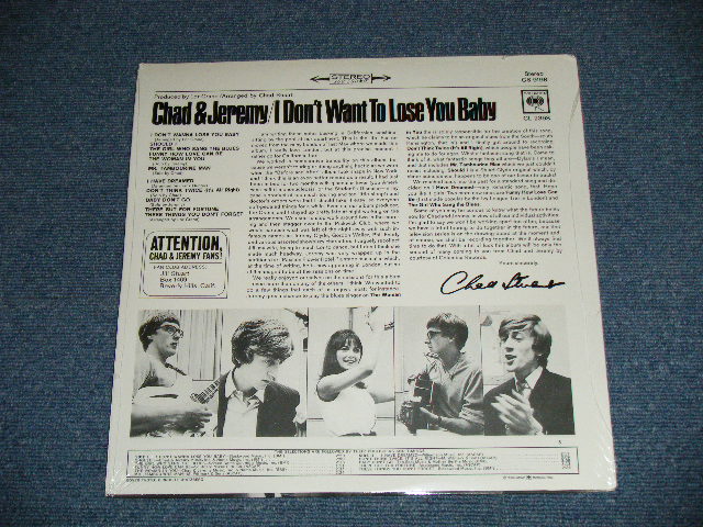 画像: CHAD & JEREMY - I DON'T WANT TO LOVE YOU BABY  ( SEALED ) /   US AMERICA  REISSUE  "BRAND NEW SEALED"  LP