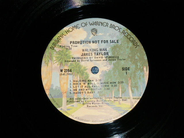 画像: JAMES TAYLOR - WALKING MAN  (Matrix A) W2794-40795-1A MCR    B) W2794-40796-1A MCR ) ( Ex++/Ex+++ Looks:MINT-) / 1974 US AMERICA ORIGINAL "PROMOl" Used  LP