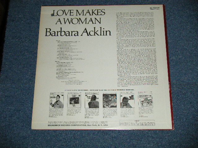 画像: BARBARA ACKLIN - LOVE MAKES A WOMAN  ( Ex+/Ex+++) / 1968  CANADA ORIGINAL Used  LP