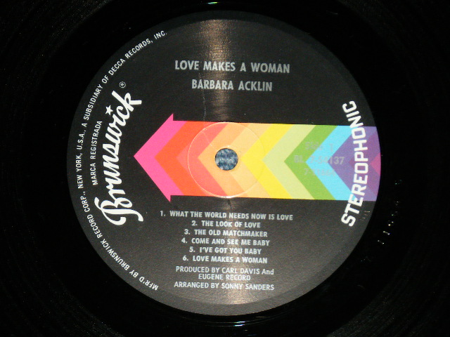 画像: BARBARA ACKLIN - LOVE MAKES A WOMAN  ( Ex+++/Ex+++: BB) / 1968  US AMERICA ORIGINAL Used  LP