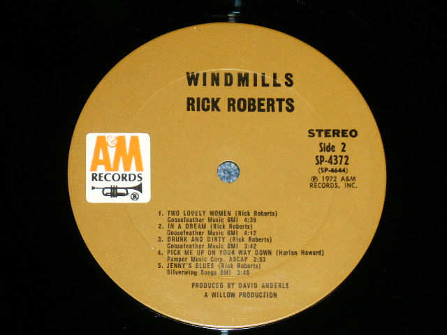 画像: RICK ROBERTS-  WINDMILLS ( Ex++/MINT- )  / 1972  US AMERICA 1st Press "BROWN  Label"  Used LP