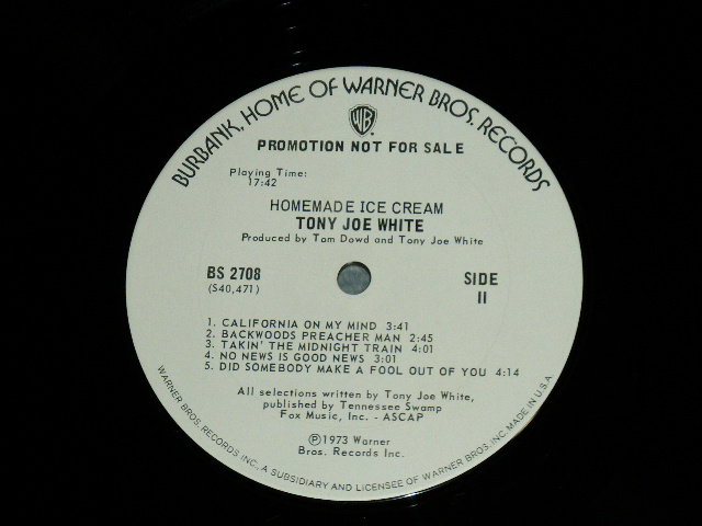 画像: TONY JOE WHITE - HOME MADE ICE  CREAM  ( Ex/MINT- : EDSP ) / 1973  US AMERICA ORIGINAL "WHITE LABEL PROMO" Used LP 