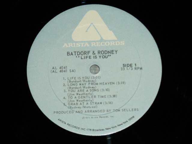 画像: BATDORF & RODNEY  -  LIFE IS YOU (Ex++/Ex+++ SWOFC ) / 1975 US AMERICA ORIGINAL Used LP 