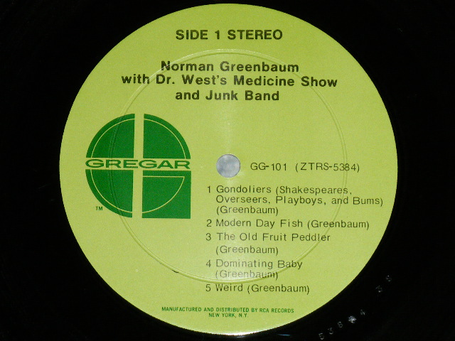 画像: NORMAN GREENBAUM - DR.WEST'S MEDICINE SHOW AND JUNK BAND  ( Ex++/MINT- ) / 1970 US AMERICA ORIGINAL Used LP 