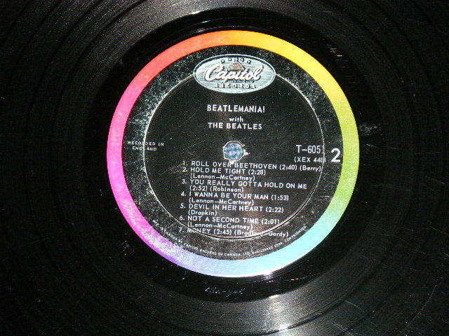 画像: The BEATLES -  BEATLEMANIA : WITH THE BEATLES (Ex/VG+++ WOBC, EDSP)  / 1964 CANADA ORIGINAL  "BLACK with RAINBOW Label" MONO Used LP 