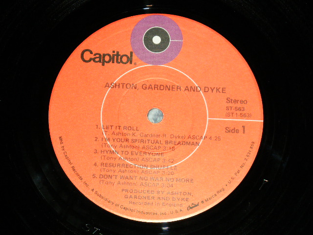 画像: ASHTON GARDNER + DYKE -  ASHTON GARDNER + DYKE  ( Ex-/Ex+++)  / Late 1971 US Version AMERICA  2nd Press "RED Label" Used LP 