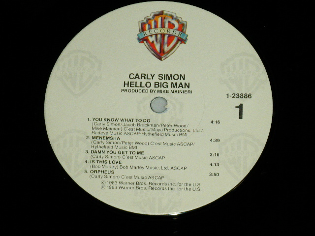 画像: CARLY SIMON - HELLO BIG MAN  ( Matrix #  A)1-23886 A  WW 2   B)1-23886 B  WW 1 ) "Winchester Press  in VIRGINIA" ( VG+/Ex+++ : SPLIT) / 1983 US AMERICA  ORIGINAL Used  LP