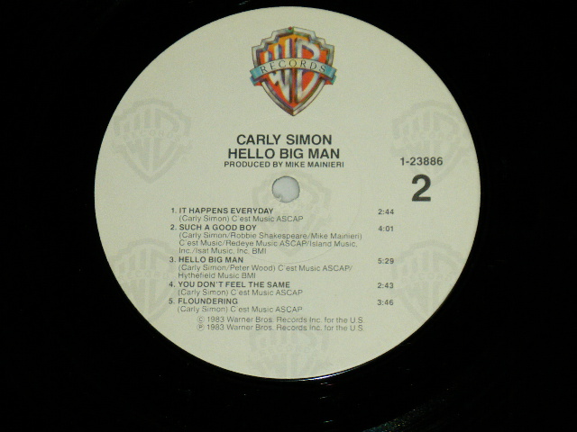 画像: CARLY SIMON - HELLO BIG MAN  ( Matrix #  A)1-23886 A  WW 2   B)1-23886 B  WW 1 ) "Winchester Press  in VIRGINIA" ( VG+/Ex+++ : SPLIT) / 1983 US AMERICA  ORIGINAL Used  LP