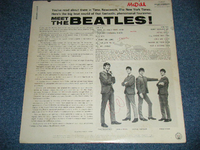 画像: The BEATLES - MEET THE BEATLES  ( Matrix #    A) T-1-2047-G4    B) T-2-2047-P3 #2 )  ( Ex-/Ex+  Looks:Ex  ) / 1964 US AMERICA  1st Press "BLACK with RAINBOW Color Band Label"  "BEATLES Logo on TAN To BROWN  Front Cover" MONO Used LP   