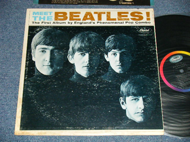 画像1: The BEATLES - MEET THE BEATLES  ( Matrix #    A) T-1-2047-P9    B) T-2-2047-T26  )  ( VG+++/Ex++ Looks:Ex+ ) / 1964 US AMERICA  1st Press "BLACK with RAINBOW Color Band Label"  "BEATLES Logo on TAN To BROWN  Front Cover" MONO Used LP   