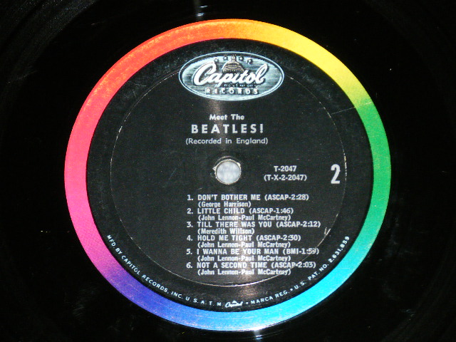 画像: The BEATLES - MEET THE BEATLES  ( Matrix #    A) T-1-2047-G8    B) T-2-2047-G14  )  ( Ex++/Ex++ ) / 1964 US AMERICA  1st Press "BLACK with RAINBOW Color Band Label"  "BEATLES Logo on TAN to BROWN  Front Cover" MONO Used LP  