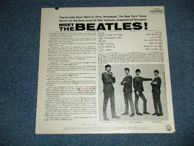 画像: The BEATLES - MEET THE BEATLES  ( Matrix #    A) T-1-2047-G8    B) T-2-2047-G8  )  ( Ex++/\Ex+ Looks:Ex A-1:VG+++  EDSP ) / 1964 US AMERICA  1st Press "BLACK with RAINBOW Color Band Label"  "BEATLES Logo on OLIVE GREEN Front Cover" MONO Used LP  