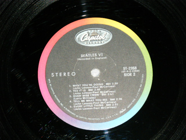 画像: The BEATLES - BEATLES VI ( Matrix # ST-1-2358- A-13 / ST-2-2358-B-12 )  ( Ex/Ex+) / 1965 US AMERICA 1st Press 'See Label for correct Playing order' on Bcak Cover" "1st Press BLACK with RAINBOW Label" STEREO Used LP 