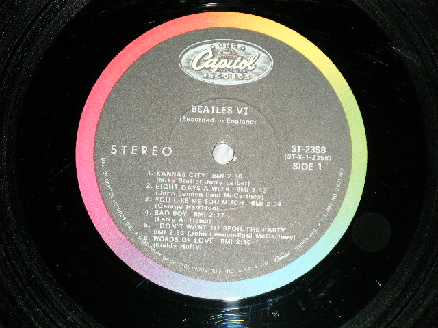 画像: The BEATLES - BEATLES VI ( Matrix # ST-1-2358- A-13 / ST-2-2358-B-12 )  ( Ex/Ex+) / 1965 US AMERICA 1st Press 'See Label for correct Playing order' on Bcak Cover" "1st Press BLACK with RAINBOW Label" STEREO Used LP 