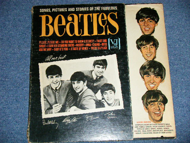 画像: The BEATLES - SONGS, PICTURES AND STORIES OF THE FABULOUS BEATLES  ( Matrix #  A) 63-3402(3)　△6307     B) 63-3403(3)　△6307-x )  ( Ex/Ex++ Looks:Ex-) / 1964 US AMERICA ORIGINAL "2/3 COVER FRONT" "1st Press BLACK with RAINBOW Label" MONO Used LP 