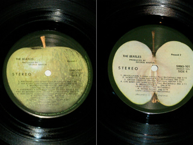 画像:  BEATLES  - THE BEATLES ( WHITE ALBUM ) ( A0540445) ( Matrix #  A) SWBO-1- 101-J54 #2  B) SWBO-2- 101-J49 #3  C) SWBO-3- 101-J52 #1  2   D) SWBO-2- 101-J58  )  (ALL INSERTS : 1xPoster + 4x Pin up's  )    )  ( Ex++/Ex+++ )  / 1968 US AMERICA ORIGINAL "2nd Press : A-6 :  The CONTINUING STORY of "BUNGALOW BILL"  Label  "  "APPLE  Label"  Used 2-LP 