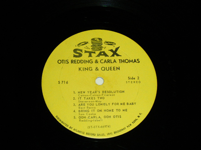 画像: OTIS REDDING & CARLA THOMAS - KING & QUEEN (Matrix # A) ST-STX-66973-A  LW /  B) ST-STX-66974-A  LW) ( Ex+++/Ex++,Ex+++)  / 1967 US AMERICA ORIGINAL "YELLOW Label" "  2nd Press Rounded "1841 BROADWAY Label" STEREO Used LP 