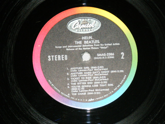 画像: The BEATLES -  HELP! ( Matrix #  A)  SMST-1-2386-A-11/ B)  SMST-2-2386-A-11 ) ( Ex++/Ex++,Ex++ Looks*Ex+  EDSP ) / 1965 US AMERICA ORIGINAL "BLACK with COLOR BAND Label" STEREO  Used LP