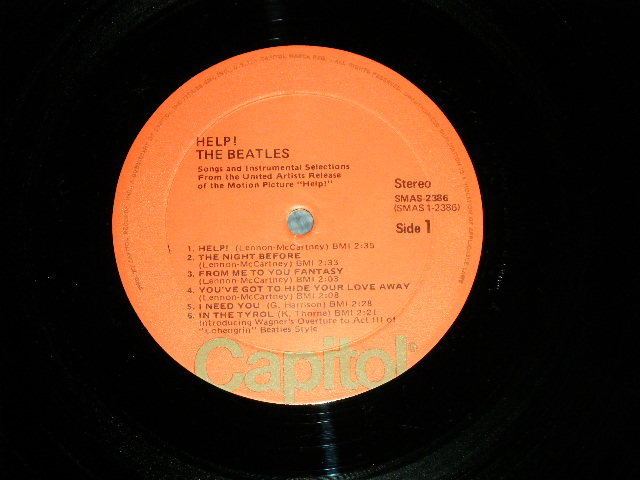 画像: The BEATLES -  HELP! ( Matrix #  A)  SMAS-1-2386-G-23 / B)  SMAS-2-2386-H-20 MASTERD by CAPITOL  ) ( MINT-/MINT- ) / Late 1972 to Mid 1978 Version  US AMERICA  REISSUE "ORANGE Label" STEREO  Used LP