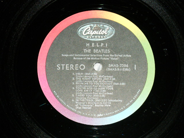 画像: The BEATLES -  HELP! ( Matrix #  A)  SM-1-2386-B-4/ B)  SM-2-2386-B-4 ) ( Ex++/Ex+++ Looks:MINT-  EDSP ) / 1965 US AMERICA ORIGINAL "BLACK with COLOR BAND Label" STEREO  Used LP