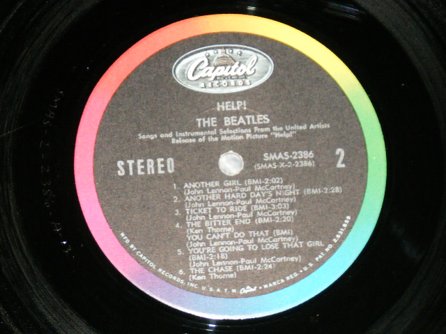 画像: The BEATLES -  HELP! ( Matrix #  A)  ST-1-2386-B-12/ B)  ST-2-2386-A-13 ) ( Ex+/Ex+++,Ex-  EDSP ) / 1965 US AMERICA ORIGINAL "BLACK with COLOR BAND Label" STEREO  Used LP