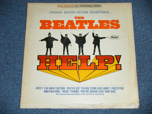 画像: The BEATLES -  HELP! ( Matrix #  A)  SMAS-1-2386-W2 #2 /B)  SMAS-2-2386-W2  ) ( Ex-/MINT- Looks:Ex+++  WTRDMG) / 1965 US AMERICA ORIGINAL "BLACK with COLOR BAND Label" STEREO  Used LP