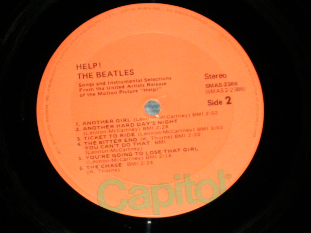 画像: The BEATLES -  HELP! ( Matrix #  A)  SMAS-1-2386-G-23 / B)  SMAS-2-2386-H-20 MASTERD by CAPITOL  ) ( MINT-/MINT- ) / Late 1972 to Mid 1978 Version  US AMERICA  REISSUE "ORANGE Label" STEREO  Used LP