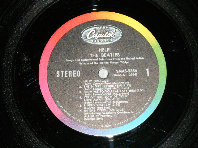 画像: The BEATLES -  HELP! ( Matrix #  A)  SMST-1-2386-A-11/ B)  SMST-2-2386-A-11 ) ( Ex++/Ex++,Ex++ Looks*Ex+  EDSP ) / 1965 US AMERICA ORIGINAL "BLACK with COLOR BAND Label" STEREO  Used LP