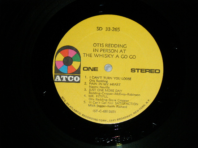 画像: OTIS REDDING -  IN PERSON :AT THE WHISKY AGO GO  ( Matrix #   A) STC-681369-A / B) STC-681370-A)  ( MINT-/MINT-)  / 1969 Version US AMERICA  2nd Press "YELLOW  Label with 1841 BROADWAY" Used LP 