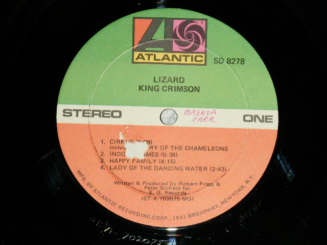 画像: KING CRIMSON - LIZARD ( Matrix # A) A) ST-A-702075 AA MO △15566/B)  ST-A-702076 AA MO △15566-x   ) (Ex/Ex++ B-1 intro SCRATCHES and Jump ) / 1971 US AMERICA  ORIGINAL 1st PRESS "RED & GREEN Label"  1st Press "1841 BROADWAY Label" Used  LP 