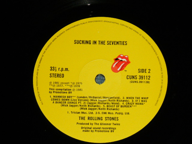 画像: ROLLING STONES - SUCKING IN THE SEVENTIES  ( MATRIX #  A: CUNS-39112 A-1 /CUN-39112B-1 ) (Ex+/MINT- )  /  1981 UK ENGLAND ORIGINAL Used LP