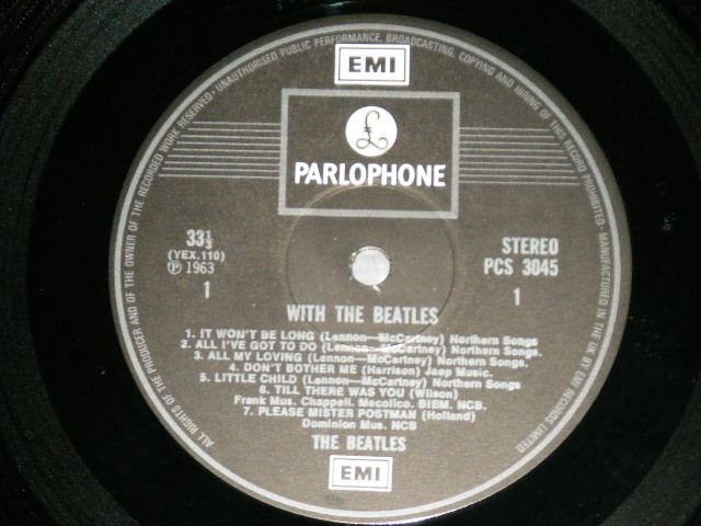 画像: THE BEATLES - WITH THE BEATLES  (  Martix # A) YEX-110-5/B) YEX-111-6 ) ( Ex+++/MINT- )   / 1970's  UK  ENGLAND "2xEMI Label" STEREO  Used LP  