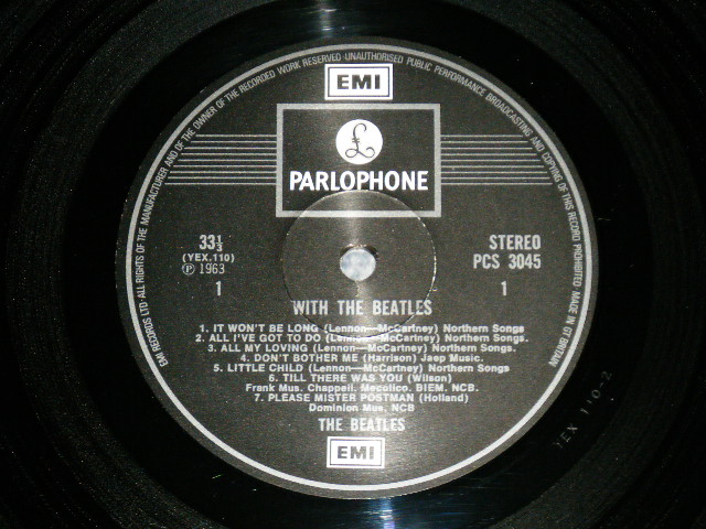 画像: THE BEATLES - WITH THE BEATLES  (  Martix # A) YEX-110-2/B) YEX-111-4 ) ( Ex++/MINT- )   / 1970's  UK  ENGLAND "2xEMI Label" STEREO  Used LP  