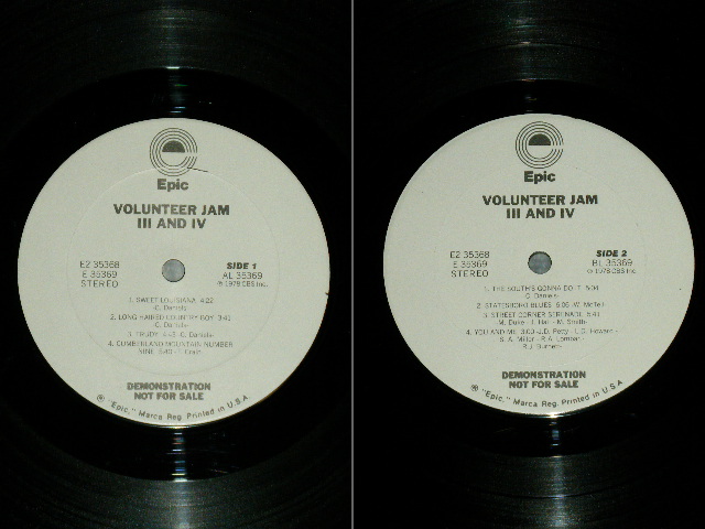 画像: V.A. CHARLIE DANIELS BAND(HOSTED) + WET WILLIE, SEA LEVEL, WILLIE NELSON, +more)  - VOLUNTEER JAM III and IV ( Ex++/MINT-) / 1978 US AMERICA  ORIGINAL "WHITE LABEL PROMO" Used 2-LP