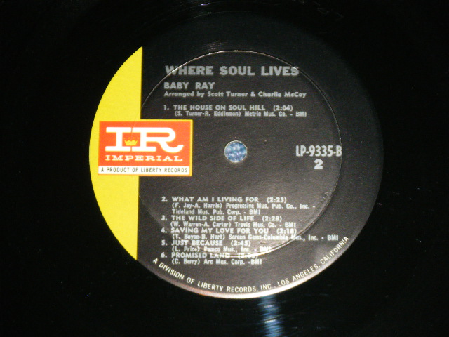 画像: BABY RAY - WHERE SOUL LIVES ( Ex+++/Ex++ ) / 1967 US AMERICA ORIGINAL MONO Used LP 