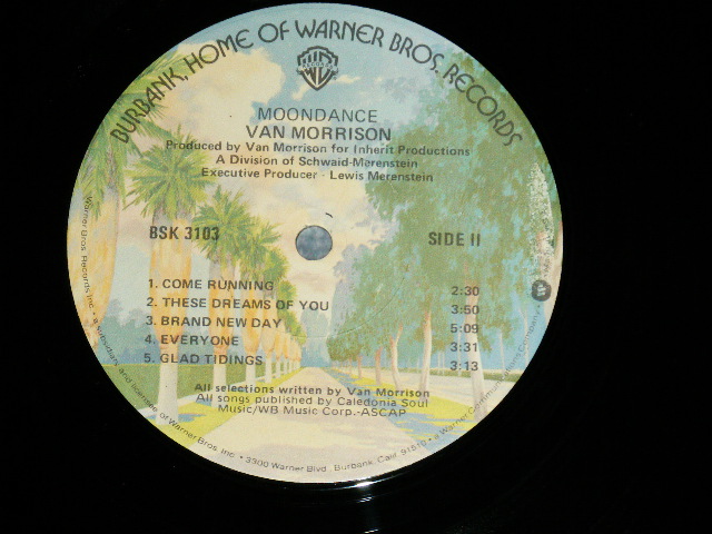 画像: VAN MORRISON - MOONDANCE ( Matrix #  A) BS-1-3103 (39621  Re-1-1) -1-W-1/A)  BS-2-3103  LW 2  )( Ex++/MINT-  )  / 1976 Version? US AMERICA 3rd Press "BURBANK STREET Label" Used LP