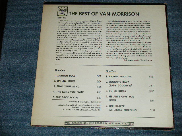 画像: VAN MORRISON - THE BEST OF  ( Matrix  # A)WS-1010-1 62270 Bell Sound /B)WS-1011-1 62270 Bell Sound)( Ex/Ex++ B-1:VG++ Press Miss   / 1970 US AMERICA  ORIGINAL Used LP