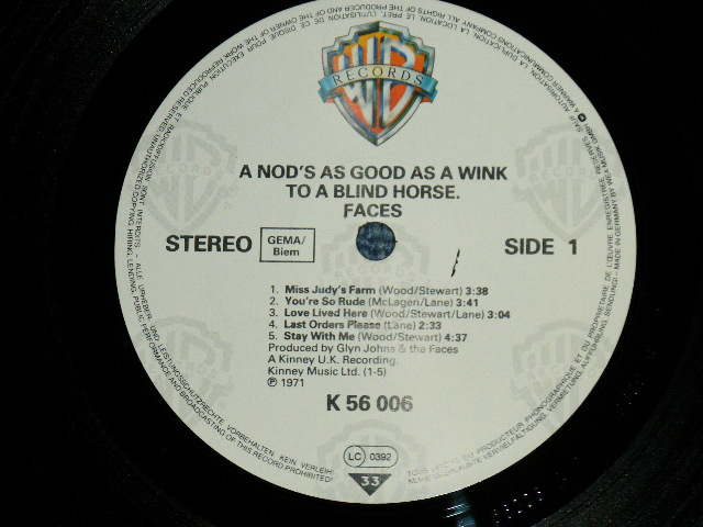 画像: FACES - A NOD IS AS GOOD AS WINK ...TO A BLIND HORSE ( Ex+++/MINT-) / GERMANY GERMAN REISSUE Used LP  