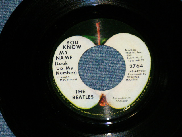 The BEATLES - LET IT BE : YOU KNOW MY NAME ( VG+++/Ex++;) / 1970 US AMERICA  ORIGINAL Used 7 Single With PICTURE SLEEVE - パラダイス・レコード