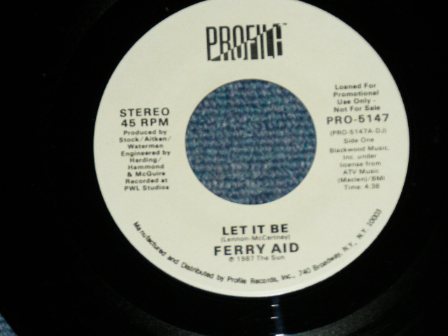 画像: FERRY AID (PAUL McCARTNEY of The BEATLES, KATE BUSH, BOY GERORGE,+)  - LET IT BE  (Ex+++/MINT-) / 1987 US AMERICA ORIGINAL "PROMO ONLY Same Flip"  Used 7" Single With PICTURE SLEEVE 