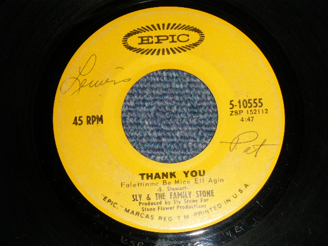 画像1: SLY & THE FAMILY STONE - A)THANK YOU   B)EVERYBODY IS A STAR   (VG+++/VG+++)  / 1969 US AMERICA ORIGINAL Used 7"45  Single 