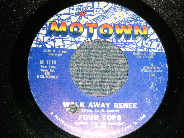 画像1: FOUR TOPS - A)Walk Away Renee   B)Your Love Is Wonderful (Ex+++/Ex+++ BB) / 1968 US AMERICA ORIGINAL Used 7" SINGLE 