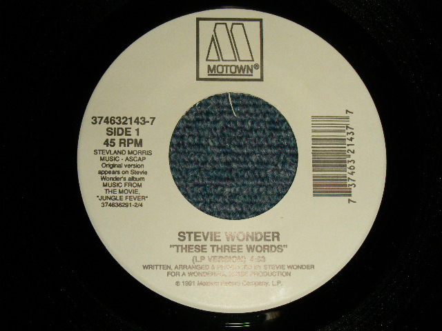 画像1: STEVIE WONDER - THESE TREE WORDS (SAME FLIP)  (Ex+++/Ex+++)/ 1991 US AMERICA ORIGINAL  Used 7" 45 rpm Single  