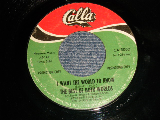 画像1: The Best Of Both Worlds - A)I Want The World To Know   B)Moma Bakes Biscuits (E++/Ex++) / 1975 US AMERICA ORIGINAL Used 7" SINGLE 