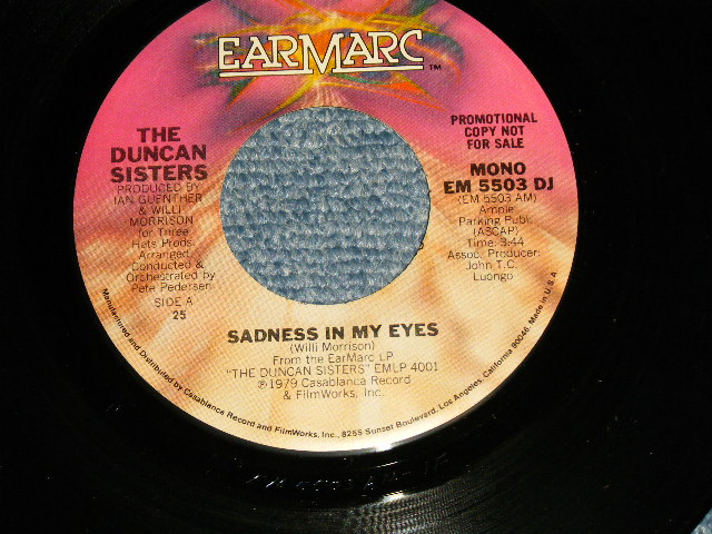 画像1: The Duncan Sisters - Sadness In My Eyes  A) MONO  B) STEREO (MINT-/MINT-)  / 1976 US AMERICA ORIGINAL "PROMO ONLY MONO/STEREO"  Used 7" 45 rpm Single  