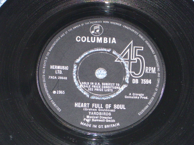 画像: THE YARDBIRDS - HEART FULL OF SOUL  ( Ex++/Ex+++ ) / 1965  UK ORIGINAL 7"SINGLE